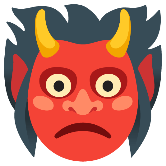 ogre and slightly frowning face