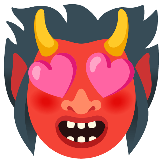 Ogre and Smiling face with heart-eyes