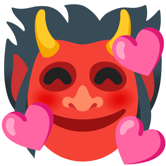 Ogre and Smiling face with hearts