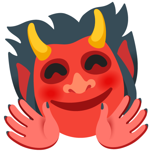 Ogre and Smiling face with open hands