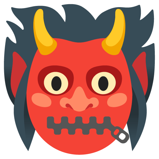 ogre and zipper-mouth face