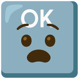 OK button and anguished face
