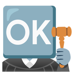 OK button and balance scale