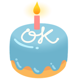 OK button and birthday cake