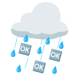 OK button and cloud with rain