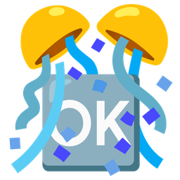 OK button and confetti ball