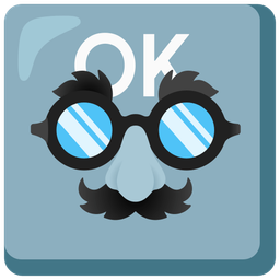 OK button and disguised face