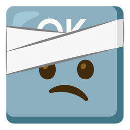 OK button and face with head-bandage