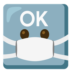 OK button and face with medical mask