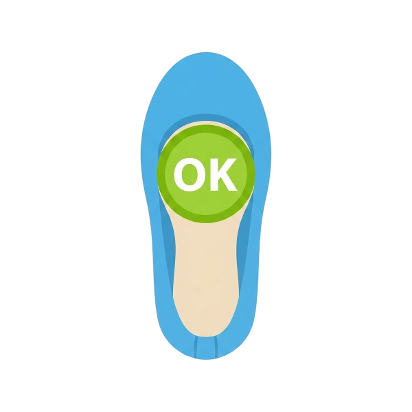 OK button and Flat shoe