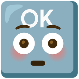 OK button and flushed face