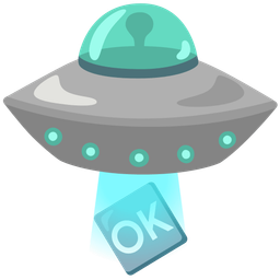 OK button and flying saucer