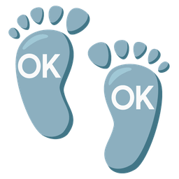 OK button and footprints