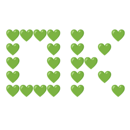 OK button and green heart