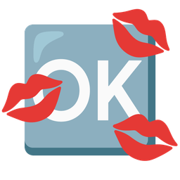 OK button and kiss mark