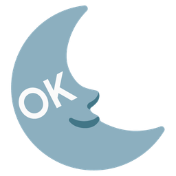 OK button and last quarter moon face