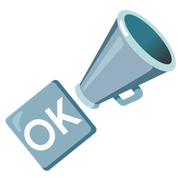 OK button and megaphone