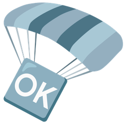 OK button and parachute
