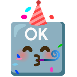 OK button and partying face