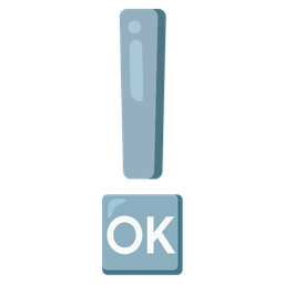 OK button and red exclamation mark