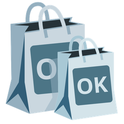 OK button and shopping bags