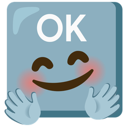 OK button and Smiling face with open hands