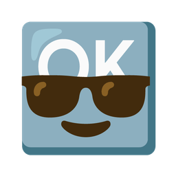 OK button and smiling face with sunglasses