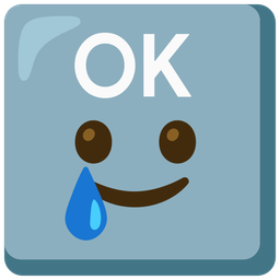 OK button and Smiling face with tear