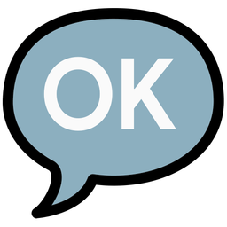 OK button and speech balloon