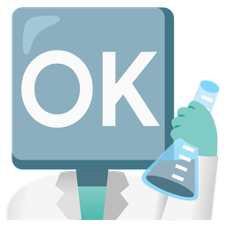 OK button and test tube