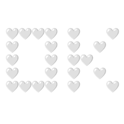 OK button and white heart