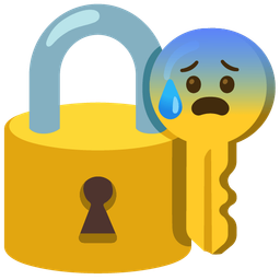 old key and anxious face with sweat