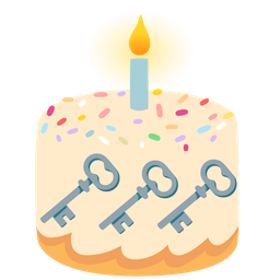 old key and birthday cake