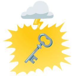 old key and cloud with lightning