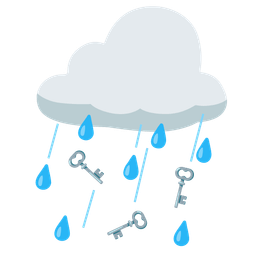 old key and cloud with rain