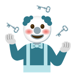 old key and clown face