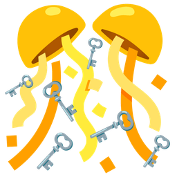 old key and confetti ball