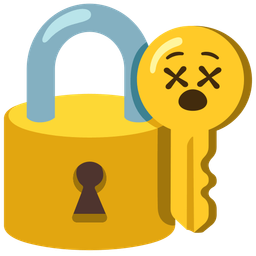 old key and face with crossed-out eyes