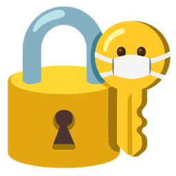 old key and face with medical mask