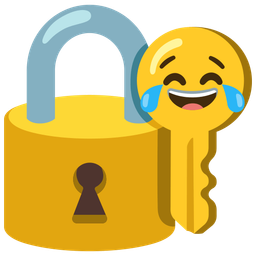 Old key and Face with tears of joy