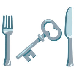 old key and fork and knife with plate