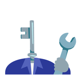 old key and hammer and wrench