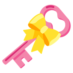 old key and heart with ribbon