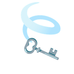 old key and leaf fluttering in wind