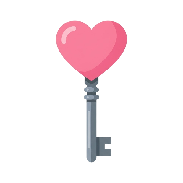Old key and Pink heart