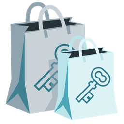 old key and shopping bags