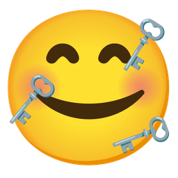 old key and smiling face with hearts