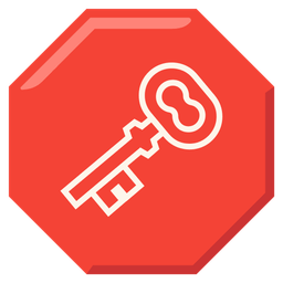 old key and stop sign