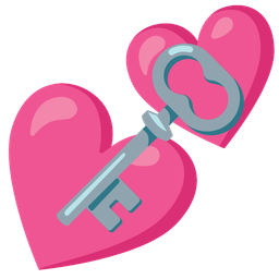 old key and two hearts