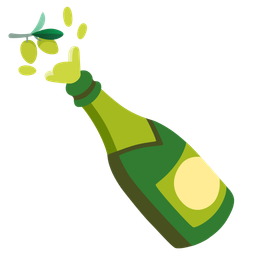 olive and bottle with popping cork